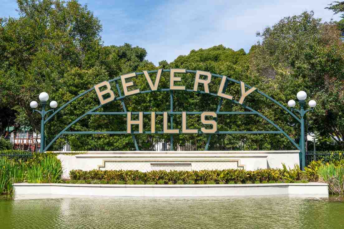Beverly Hills sign in park California